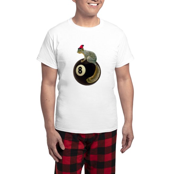 CafePress - Santa Squirrel 8 Ball Men's Light Pajamas - Men's Light Loose Fit Cotton Pajama Set