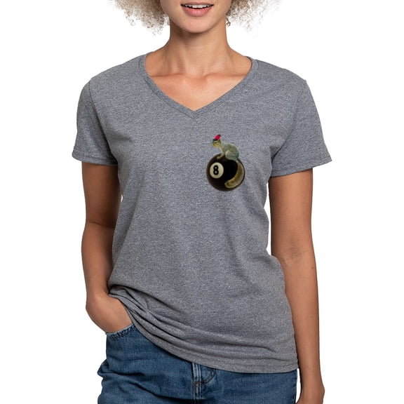 CafePress - Santa Squirrel 8 Ball Women's V Neck Dark T Shirt - Women's V-Neck Dark T-Shirt