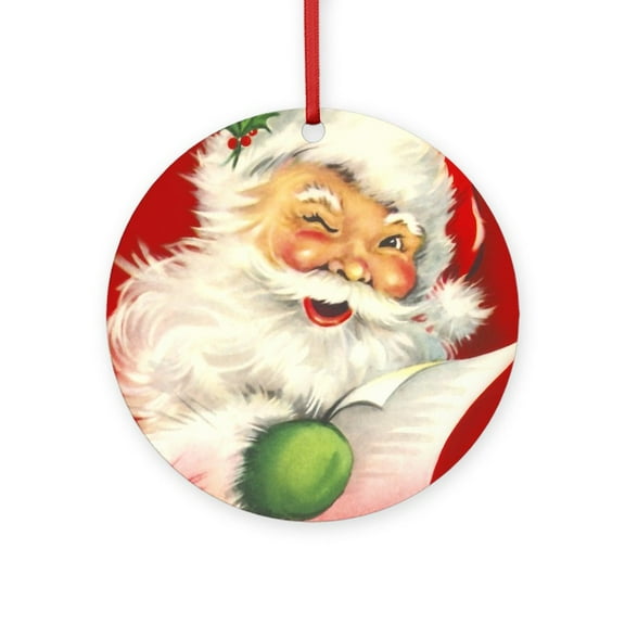 CafePress - Santa Vintage -  Round Wood Ornament 4"