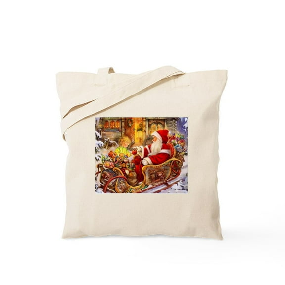 CafePress - Santa Visiting Little Girl Tote Bag - Unisex Canvas Tote Bag, Beige, 1-Piece