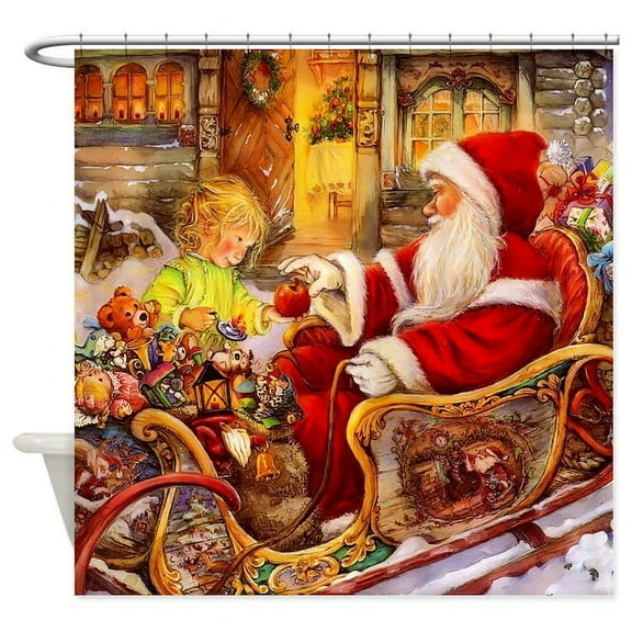CafePress - Santa Visiting Little Girl - Unique Fabric Shower Curtain 70" x 72"
