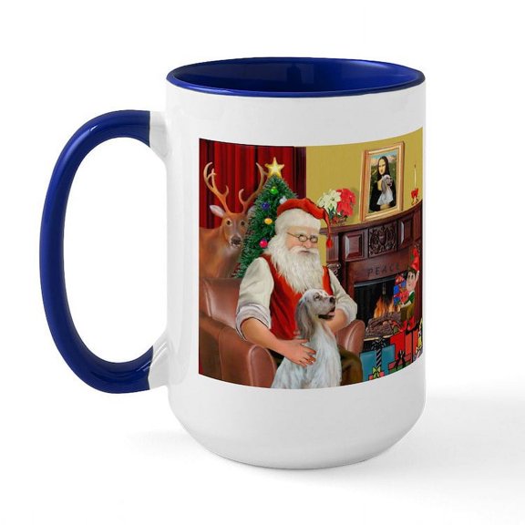 CafePress - Santa's English Setter Large Mug - 15 oz Ceramic Large White Novelty Mug