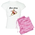 thumbnail image 1 of CafePress - Santa's Gone Skiing Women's Light Pajamas - Women's Short Sleeve Print T-Shirt and Pants Light Cotton Pajama Set, 1 of 7