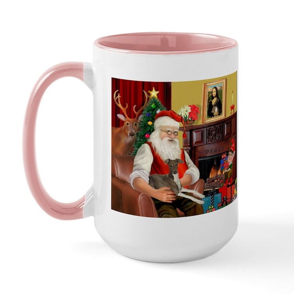 CafePress - Santa's Ital.Greyt (6) Large Mug - 15 oz Ceramic Large White Novelty Mug