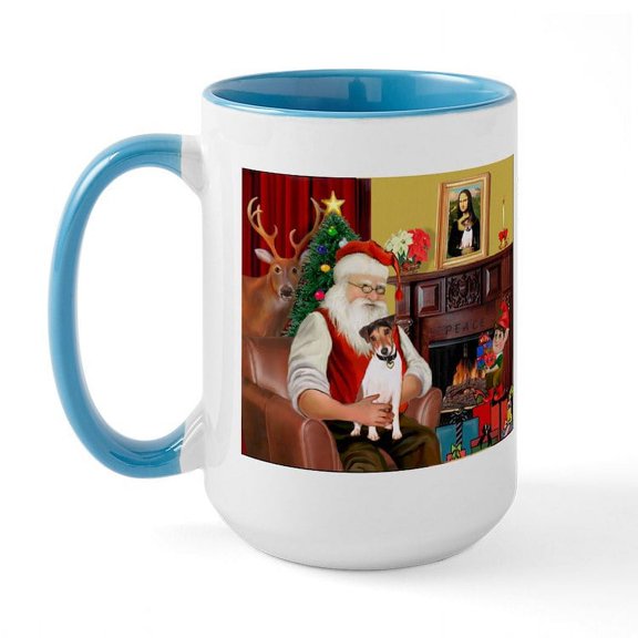 CafePress - Santa's JRT Large Mug - 15 oz Ceramic Large White Novelty Mug
