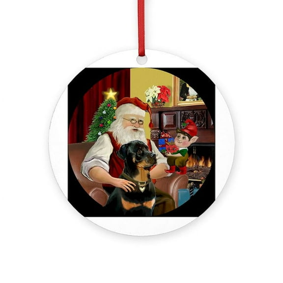 CafePress - Santa's Rottweiler -  Round Wood Ornament 4"
