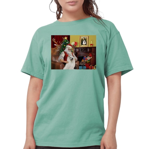 CafePress - Santa's Samoyed T Shirt - Womens Comfort Colors® Shirt