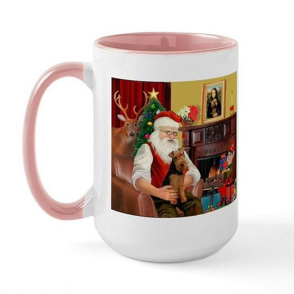 CafePress - Santa's Welsh Terrier Large Mug - 15 oz Ceramic Large White Novelty Mug