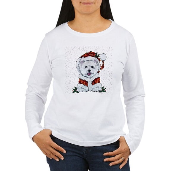 CafePress - Santas Westie Helper Long Sleeve T Shirt - Women's Long Sleeve Graphic Casual T-Shirt