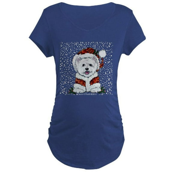 CafePress - Santas Westie Helper Maternity T Shirt - Maternity Dark T-Shirt