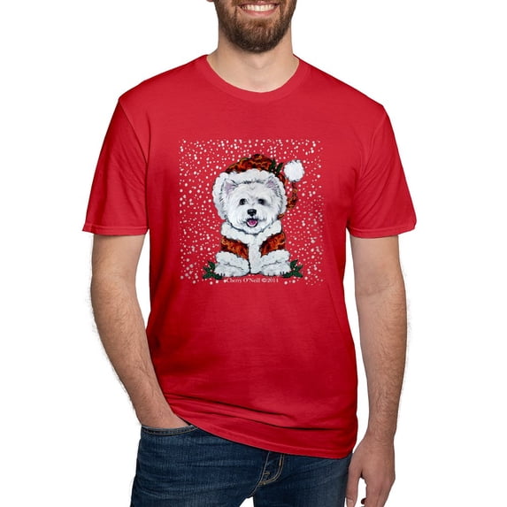CafePress - Santas Westie Helper T Shirt - Men's Fitted T-Shirt