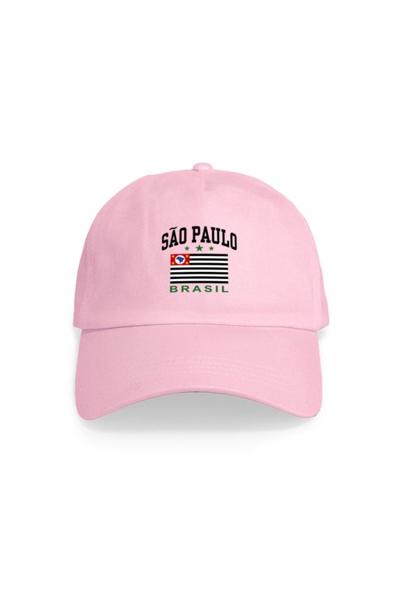 - Sao Paulo Brazil (State) Cap - Adjustable 100% Brushed Unisex Casual Cotton Baseball Cap, Beige, 1