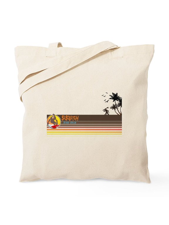 - Sasquatch Surf Shop Sunset Tote Bag - Unisex Canvas Tote Bag, Beige, 1-Piece