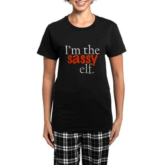 CafePress - Sassy Elf Women's Dark Pajamas - Women's Short Sleeve Print T-Shirt and Pants Dark Cotton Pajama Set