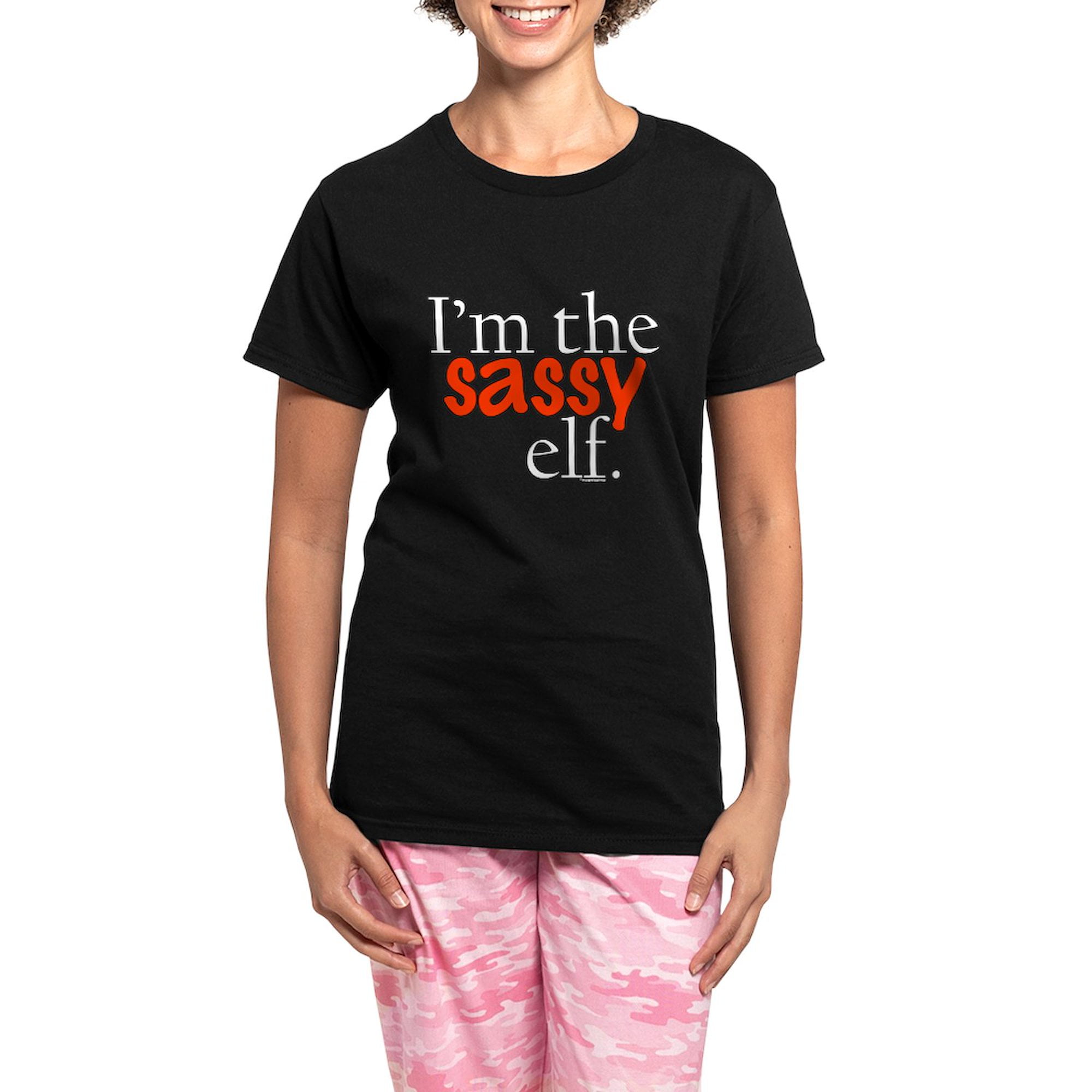 CafePress - Sassy Elf Women's Dark Pajamas - Women's Short Sleeve Print T-Shirt and Pants Dark Cotton Pajama Set