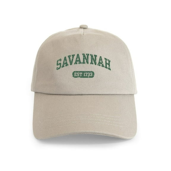 CafePress - Savannah Est 1733 Cap - Adjustable 100% Brushed Unisex Casual Cotton Baseball Cap, Beige, 1