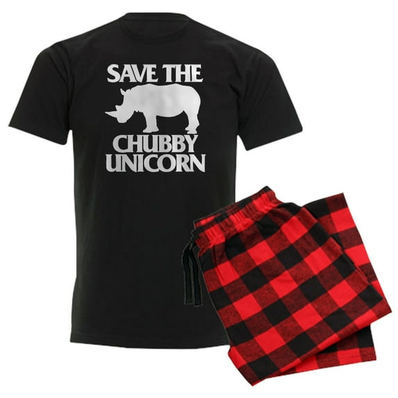 CafePress - Save The Chubby Unicorn Men's Dark Pajamas - Men's Dark Loose Fit Cotton Pajama Set