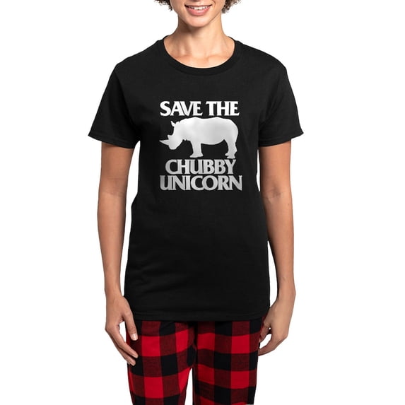 CafePress - Save The Chubby Unicorn Women's Dark Pajamas - Women's Short Sleeve Print T-Shirt and Pants Dark Cotton Pajama Set
