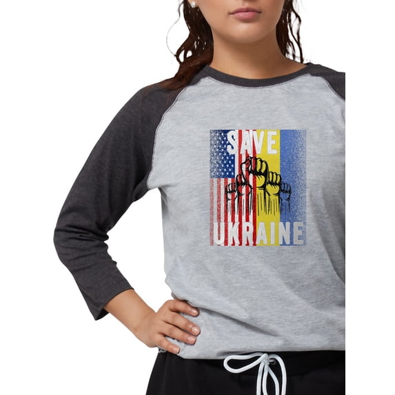 CafePress - Save Ukraine! America Supports Long Sleeve T Shirt - Womens Baseball Tee