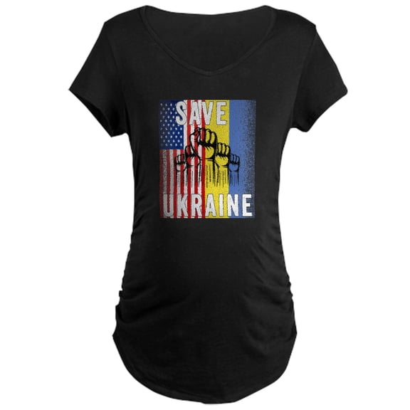 CafePress - Save Ukraine! America Supports U Maternity T Shirt - Maternity Dark T-Shirt
