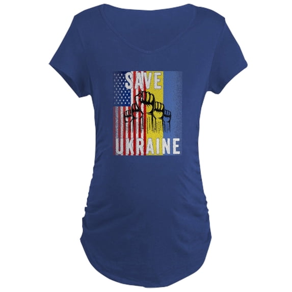 CafePress - Save Ukraine! America Supports U Maternity T Shirt - Maternity Dark T-Shirt