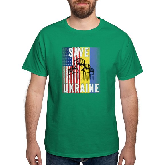 CafePress - Save Ukraine! America Supports Ukraine T Shirt - Men's Classic Graphic Cotton T-Shirt