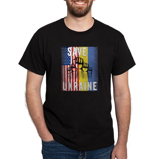 CafePress - Save Ukraine! America Supports Ukraine T Shirt - Men's Classic Cotton T-Shirts
