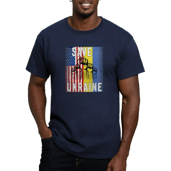 CafePress - Save Ukraine! America Supports Ukraine T Shirt - Men's Fitted T-Shirt