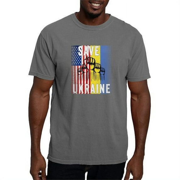 CafePress - Save Ukraine! America Supports Ukraine T Shirt - Mens Comfort Colors Shirt