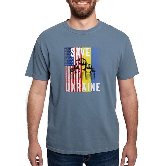 CafePress - Save Ukraine! America Supports Ukraine T Shirt - Mens Comfort Colors Shirt