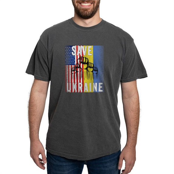 CafePress - Save Ukraine! America Supports Ukraine T Shirt - Mens Comfort Colors Shirt