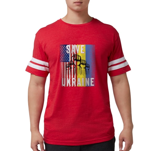 CafePress - Save Ukraine! America Supports Ukraine T Shirt - Mens Football Shirt