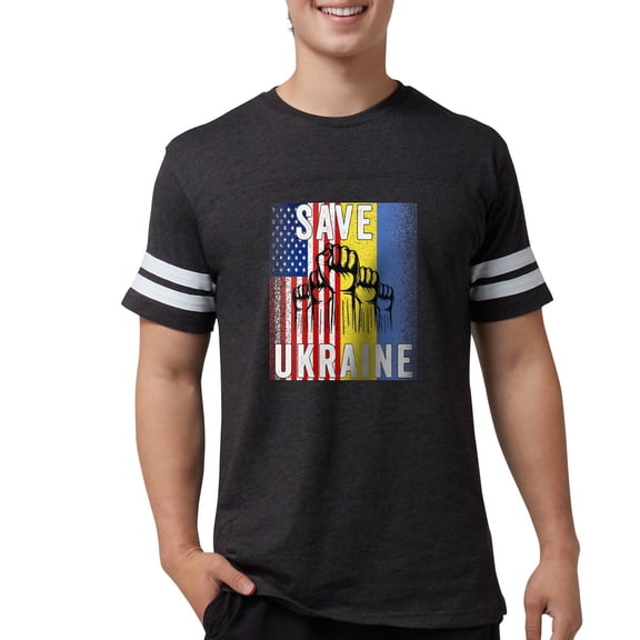 CafePress - Save Ukraine! America Supports Ukraine T Shirt - Mens Football Shirt
