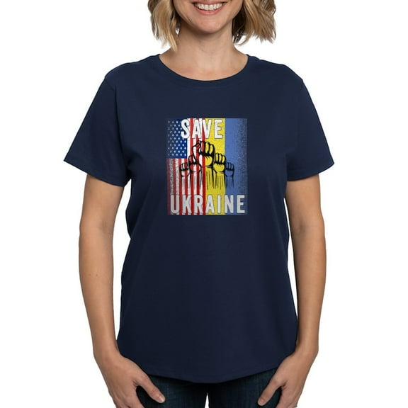 CafePress - Save Ukraine! America Supports Ukraine T Shirt - Women's Traditional Fit Dark T-Shirt