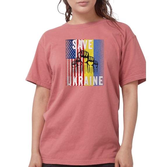 CafePress - Save Ukraine! America Supports Ukraine T Shirt - Womens Comfort Colors® Shirt
