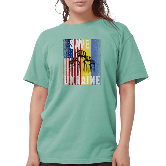 CafePress - Save Ukraine! America Supports Ukraine T Shirt - Womens Comfort Colors® Shirt