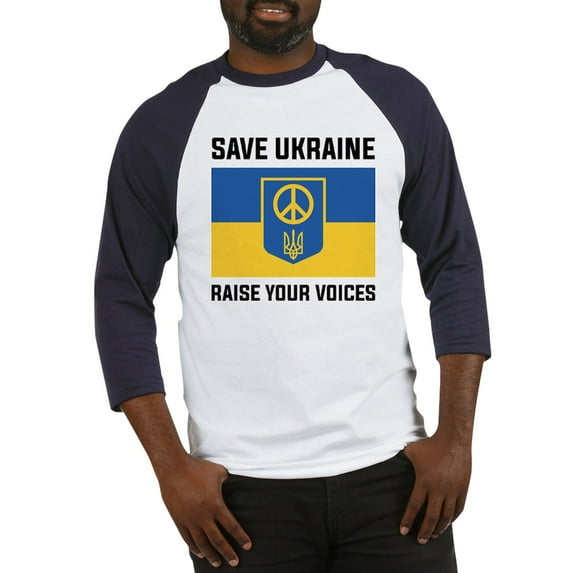 CafePress - Save Ukraine Raise Your Voices Baseball Jersey - Cotton Baseball Jersey, 3/4 Raglan Sleeve Shirt