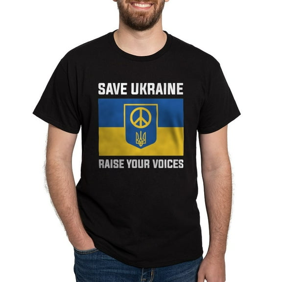 CafePress - Save Ukraine Raise Your Voices Dark T Shirt - Men's Classic Graphic Cotton T-Shirt
