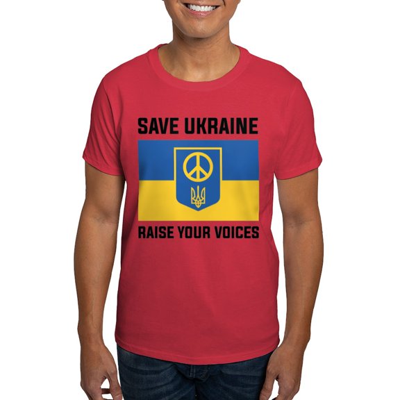 CafePress - Save Ukraine Raise Your Voices Dark T Shirt - Men's Classic Graphic Cotton T-Shirt