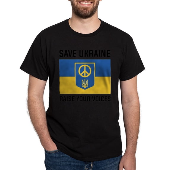 CafePress - Save Ukraine Raise Your Voices Dark T Shirt - Men's Classic Graphic Cotton T-Shirt