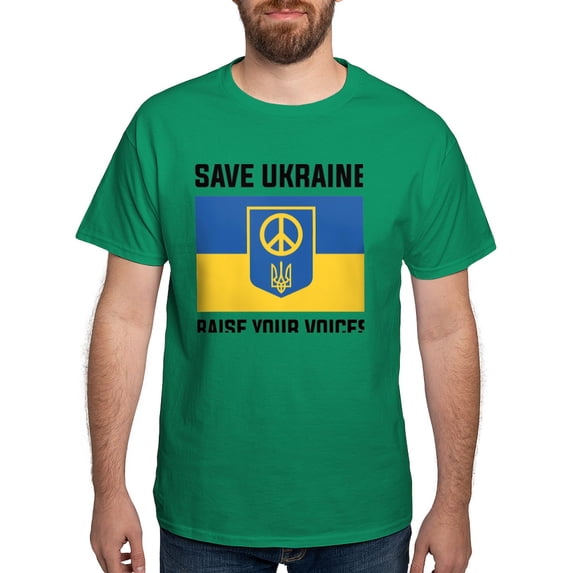 CafePress - Save Ukraine Raise Your Voices Dark T Shirt - Men's Classic Graphic Cotton T-Shirt