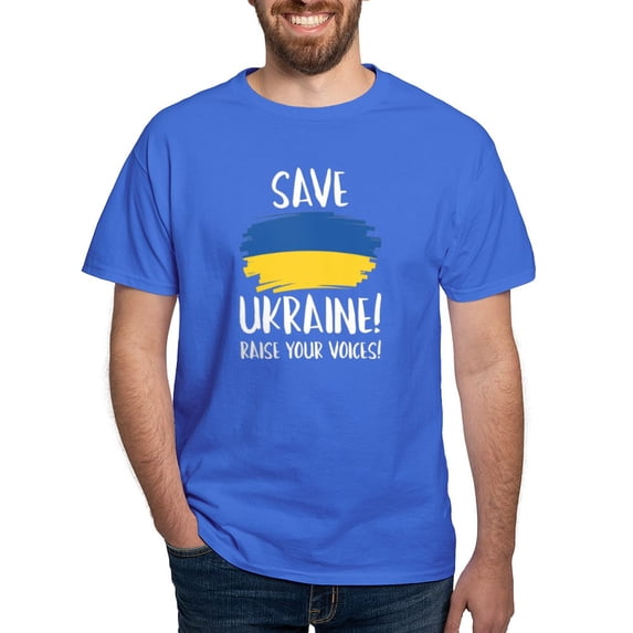 CafePress - Save Ukraine Raise Your Voices Dark T Shirt - Men's Classic Graphic Cotton T-Shirt