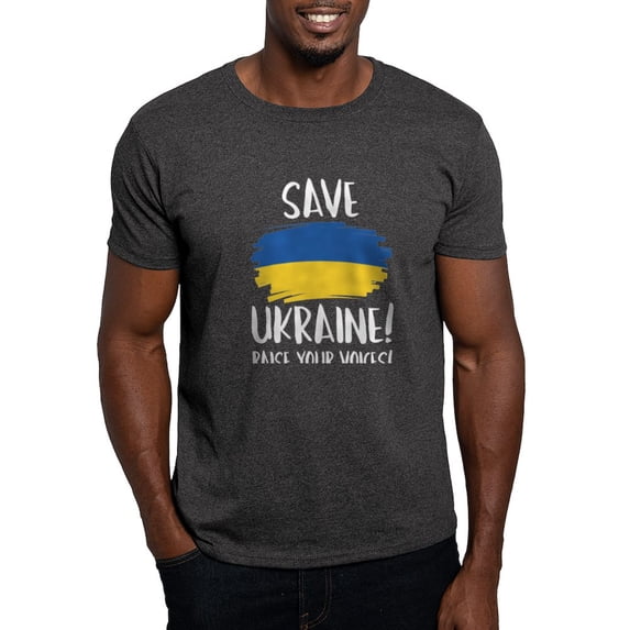 CafePress - Save Ukraine Raise Your Voices Dark T Shirt - Men's Classic Graphic Cotton T-Shirt
