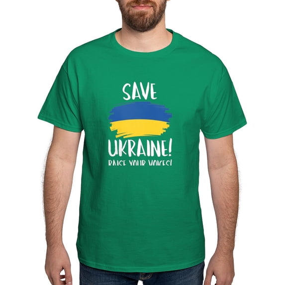 CafePress - Save Ukraine Raise Your Voices Dark T Shirt - Men's Classic Graphic Cotton T-Shirt