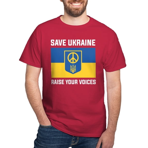 CafePress - Save Ukraine Raise Your Voices Dark T Shirt - Men's Classic Graphic Cotton T-Shirt