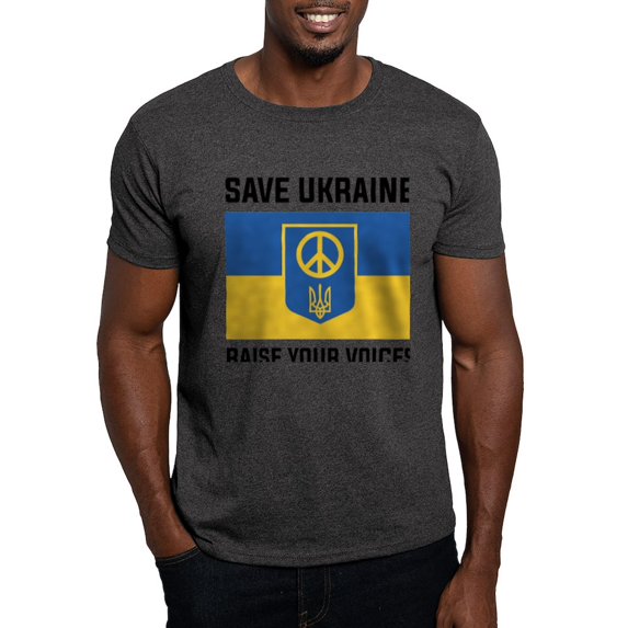 CafePress - Save Ukraine Raise Your Voices Dark T Shirt - Men's Classic Graphic Cotton T-Shirt