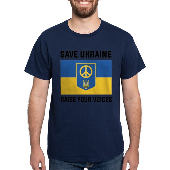 CafePress - Save Ukraine Raise Your Voices Dark T Shirt - Men's Classic Graphic Cotton T-Shirt