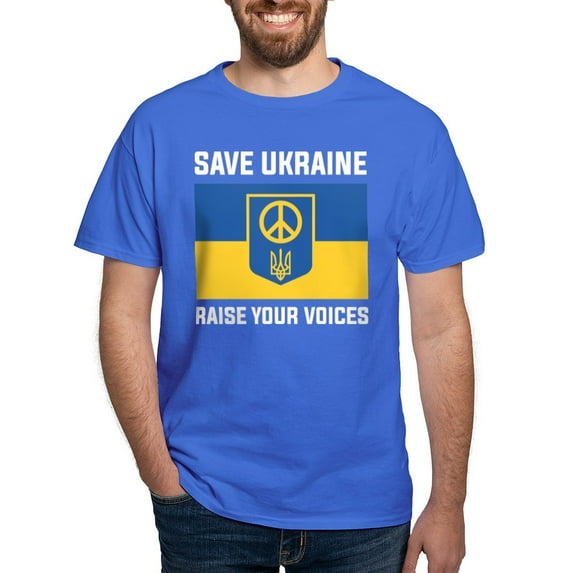 CafePress - Save Ukraine Raise Your Voices Dark T Shirt - Men's Classic Graphic Cotton T-Shirt