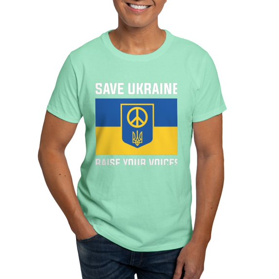 CafePress - Save Ukraine Raise Your Voices Dark T Shirt - Men's Classic Graphic Cotton T-Shirt