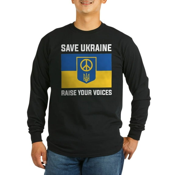 CafePress - Save Ukraine Raise Your Voices Long Sleeve Dark T - Long Sleeve Dark T-Shirt